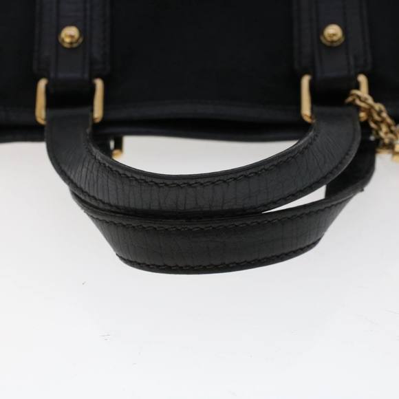 GUCCI GG Canvas Sherry Line Hand Bag Black White 139261 Auth 50162 - Picture 7 of 16